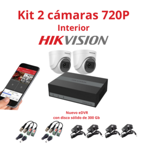 Kit 2 Cámaras Seguridad HikVision eDVR HD 1MP Interior