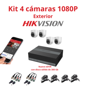 Kit 4 Cámaras Seguridad HikVision eDVR FHD 2MP Exterior