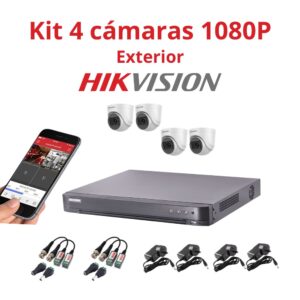 KIT 4 Camaras Seguridad HikVision DVR FHD 2MP Exterior