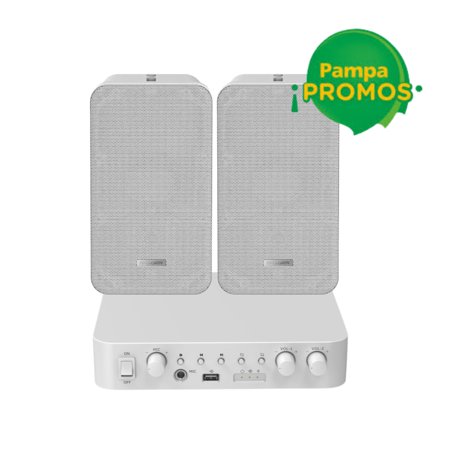 Kit de Audio Analógico Hikvision con Amplificador y 2 Parlantes de Columna