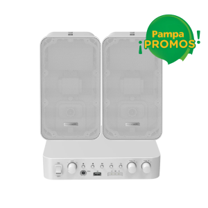 Kit de Audio Analógico Hikvision con Amplificador y 2 Parlantes de Columna